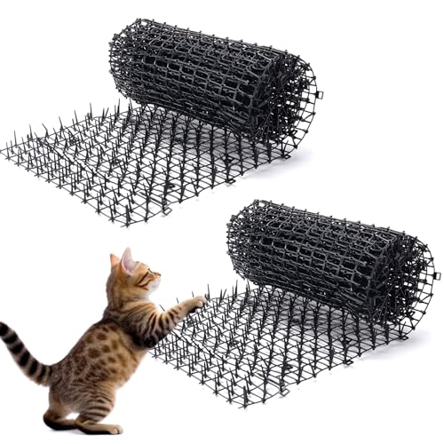 OCEANPAX 2PCS 6.5ft Cat Scat Mat with Spikes, Prickle Strips Network Digging Stopper Outdoor Spike Deterrent Mat, 78 inch x 11 inch(13FT)