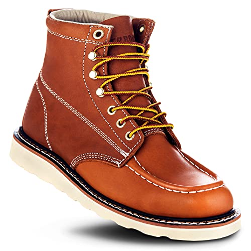 EverBoots Mens Work Boots for Men, Leather EverFit Lightweight Comfort Boot, Anti Slip & Shock Absorption, Soft Oil Grain, Goodyear Welt, Industrial Construction, Roofing, Electrician(13 Wide, Brown)