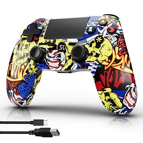 CHENGDAO Wireless Controller for PS4,Classic Graffiti Style High Performance Controller Compatible with Playstation 4 /Pro/Slim/PC with Sensitive Touch Pad,Mini LED Indicator,Audio Function