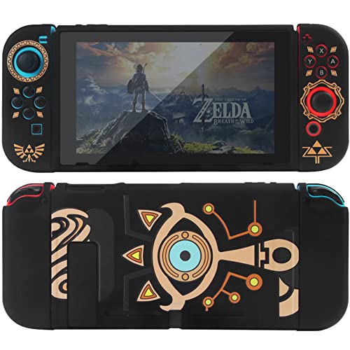 TIKOdirect Protective Case for Nintendo Switch, Soft Full Skin Protective Cover with Pretty Cool Pattern, Silicone Slim Shockproof Back and Grip Case for Switch, Black