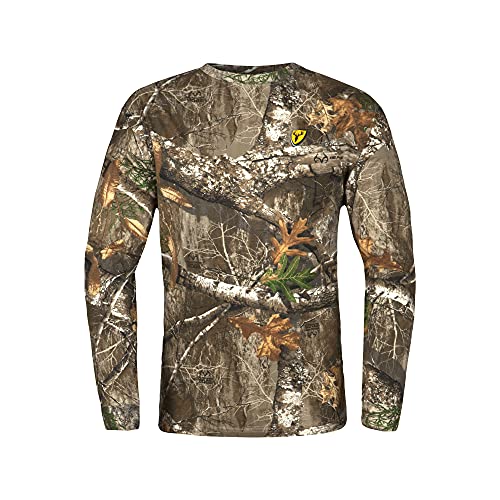SCENTBLOCKER Scent Blocker Fused Cotton Lightweight Long-Sleeve Shirt, Camo Hunting Clothes (Realtree Edge, X-Large)