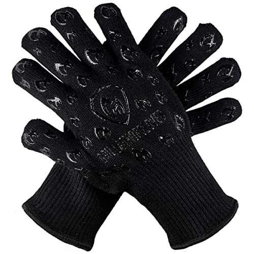 Grill Armor Gloves – Oven Gloves 932°F Extreme Heat & Cut Resistant Oven Mitts with Fingers for BBQ, Cooking, Grilling, Baking – Accessory for Smoker, Cast Iron, Fire Pit, Camping, Fireplace and More
