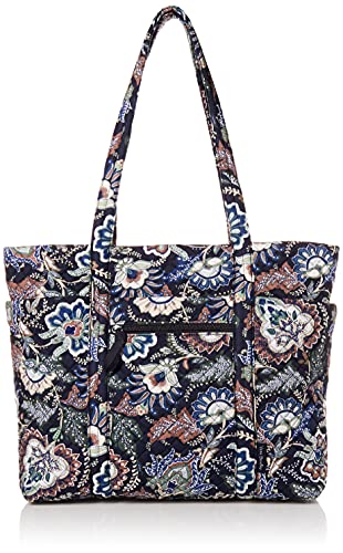 Vera Bradley Women's Cotton Deluxe Vera Tote Bag, Java Navy Camo - Recycled Cotton, One Size