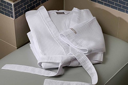 Westin Hotels Waffle Weave Robe - One Size, White, Lightweight, Self-Tie, with Logo