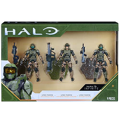 HALO 4” 3 Figure Pack Assortment - UNSC Marines with Weapons Fans - Build Your Universe - Amazon Exclusive