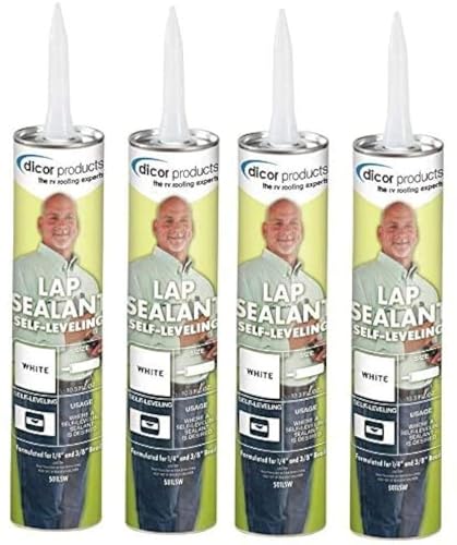 RV Wholesale Direct Dicor 501LSW-1, RV Rubber Roof Sealant Self Leveling Caulk, White, 4 Pack