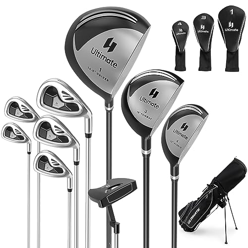 GYMAX Complete Golf Club Set for Men, 12/14 PCS Right Hand Golf Clubs Set Includes 1# Driver, 3# Fairway, 4# Hybrid, 6#/7#/8#/9#/P# Irons, Putter & Head Covers, Men’s Golf Clubs Set (Black)
