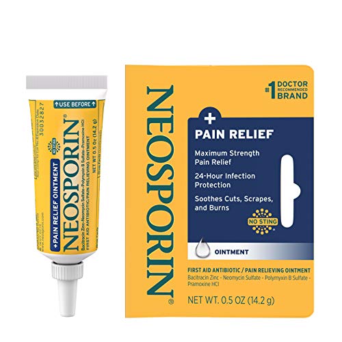 Neosporin + Maximum-Strength Pain Relief Dual Action Antibiotic Ointment with Bacitracin Zinc 0.5 Oz
