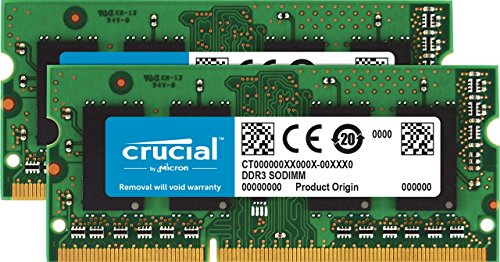 Crucial 16GB Kit (8GBx2) DDR3/DDR3L 1866 MT/s (PC3-14900) Unbuffered SODIMM 204-Pin Memory - CT2K102464BF186D