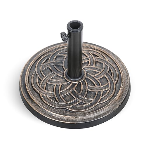 HealSmart 24.2 lbs Heavy Duty Base 17.72' Round Patio Umbrellas-Stand for Outdoor, Lawn and Garden, 24.2lbs, Bronze