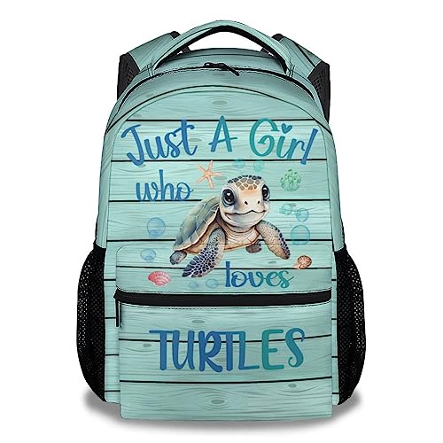 AIOMXZZ Sea Turtle School Backpack for Kids, 16 Inch Green Backpacks for Girls, Cartoon, Durable, Lightweight, Large Capacity Bookbag for Travel