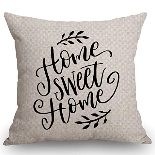 SSOIU Home Sweet Home Theme Farmhouse Decorative Throw Pillow Covers for Sofa Couch Home Decoration 18x18 inches