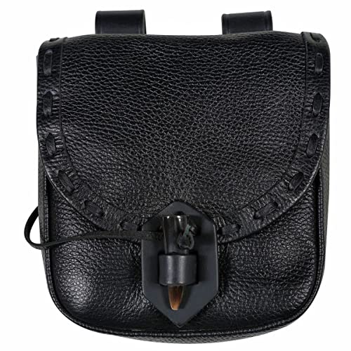 Mythrojan Belt Pouch Renaissance Costume Accessories LARP Waist Bag Cosplay Coin Purse - Black