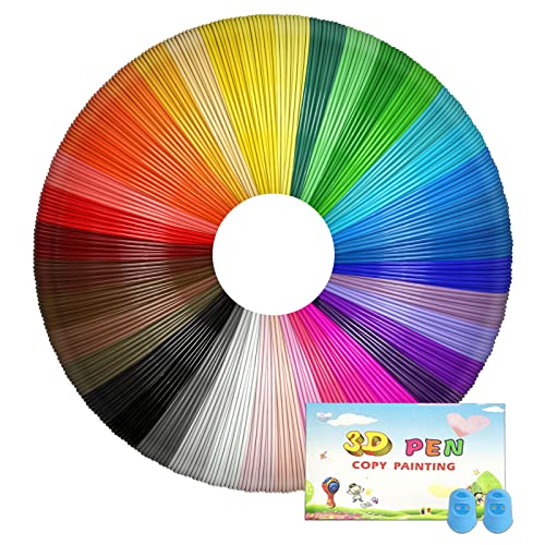 3D Pen Filament Refills 40 Colors, 16 ft per Color Total 640 ft, 1.75 mm PLA Filament Compatible with SCRIB3D MYNT3D 3D Pen Comes with 2 Finger Caps & 3D Pen Template Book [3D Pen NOT Include]