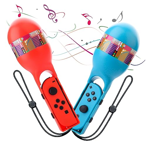 GLDRAM 2 PCS Sand Hammer Hand Grip for Samba de Amigo, Switch Sport Game Accessories Bundle of Left & Right Handle Compatible with Nintendo Switch/OLED Joycon Controller for Party Central 2023