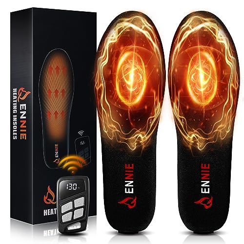 3500mAH Rechargeable Heated Insoles for Women Men, Up to 13 Hours Foot Warmer with Remote Control, Precise Temp Control Thermal Insoles for Outdoor Hunting Camping Skiing (L)