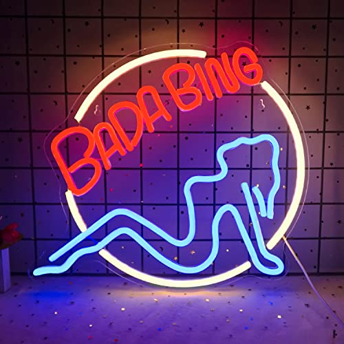Bada Bing Neon Signs Ladies Led Sign for Bedroom Light up Sign Lady Bady Neon Light Sign with USB/Switch Operated Man Cave Led Neon Sign for Wall Decor Bar Club Party Bedroom
