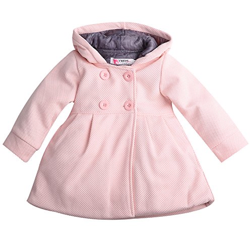 Baby Toddler Girls Fall Winter Trench Coat Wind Hooded Jacket Kids Outerwear (2-3 Years, Pink)