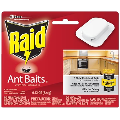 Raid Ant Killer Baits, For Household Use, Kills the Colony, Kills Ants for 3 Months, Child Resistant, 4 Count