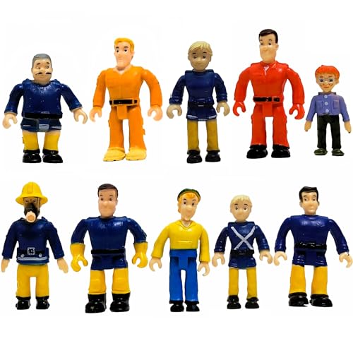 FUNERICA 10-Set Fireman Figurines and Play People Figures - Toy Figures Set