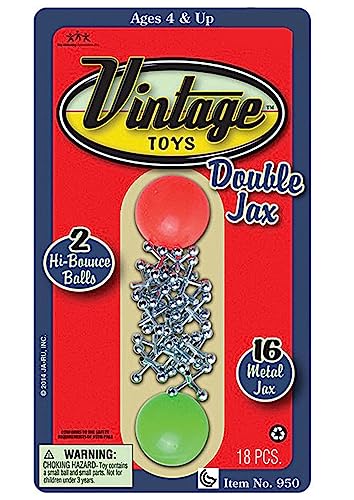 JA-RU Vintage Metal Jacks Game Set/Two Bouncy Balls.(1 Pack) Mini Jax Toy. Classic Family Retro Classics. Bulk Party Favors, Stocking Stuffers. 950-1B
