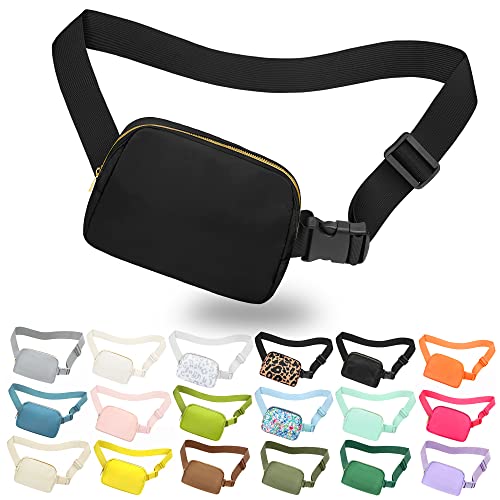 jealkip Fanny Pack Crossbody Bag for Women and Men, Belt Bag Waterproof Fanny Pack with Adjustable Strap, Waist Bag for Running Sports Black