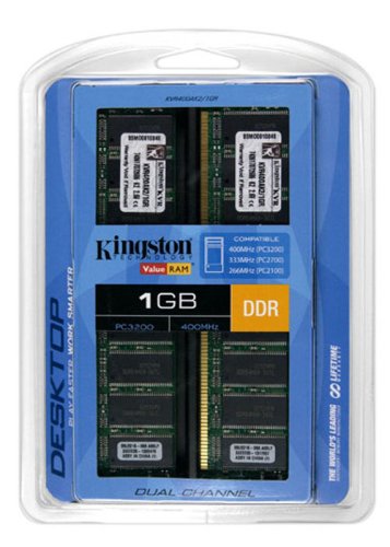 Kingston ValueRAM 1GB Kit (2x512MB Modules) 400MHz PC3200 DDR Desktop Memory (KVR400AK2/1GR)