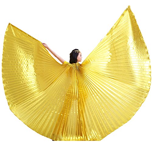 Pilot-Trade Women's Belly Dance Costume Isis Wings Gold with 2 Sticks