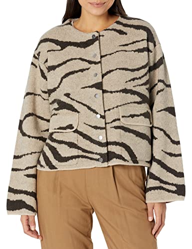 Rebecca Taylor Women's Jacquard Cropped Jacket, Zebra Port Combo, Extra Small