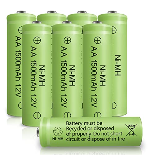 GENYESTAR Rechargeable AA Battery NIMH 1.2V Double A 1500mAh High Capacity 8 Pack Pre-Charged Solar Batteries Low Self Discharge for Solar Light Replacement Electronic Toys Household Devices