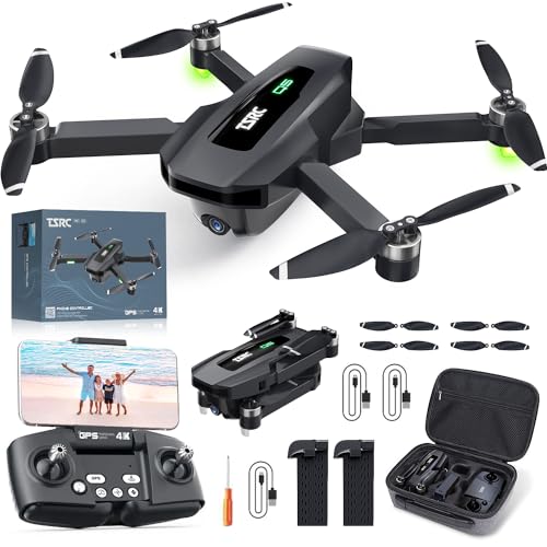 TENSSENX GPS Drone with 4K Camera for Adults, TSRC Q5 RC Quadcopter with Auto Return, Follow Me, Brushless Motor, Circle Fly, Waypoint Fly, Altitude Hold, Headless Mode, 52 Mins Long Flight, Christmas Gifts