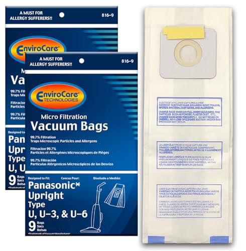 EnviroCare Replacement Micro Filtration Vacuum Cleaner Dust Bags made to fit Panasonic Types U, U-3, U-6-18 bags