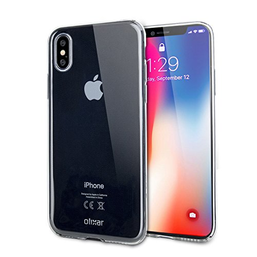 Olixar for iPhone X Clear Case - Silicone Gel TPU Flexible - Ultra Thin - Slim Protection - Wireless Charging Compatible - Shockproof Phone Cover - Crystal Clear