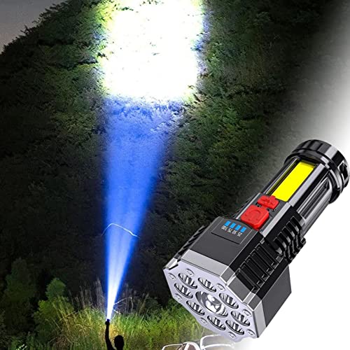 Ultra Bright Flashlight with Side Lamp - 100,000 Lumens, Waterproof Design, Large Capacity Battery,USB Rechargeable,Long-Range Beam up to 500 Meters for Camping,Hiking, Cycling,Home Reserve/168