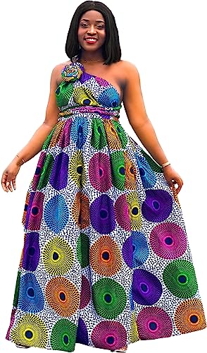 SHENBOLEN Women African Print Maxi Dress Dashiki Long Dress(C,Small-Large)
