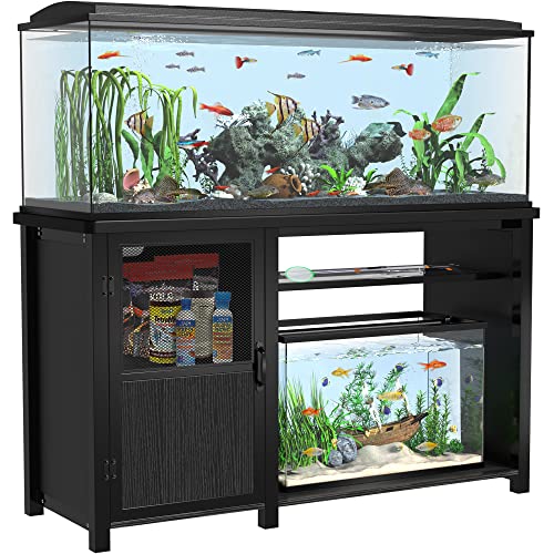 GDLF 55-75 Gallon Fish Tank Stand Heavy Duty Metal Aquarium Stand with Cabinet for Fish Tank Accessories Storage,52' L*19.68' W,850LBS Capacity