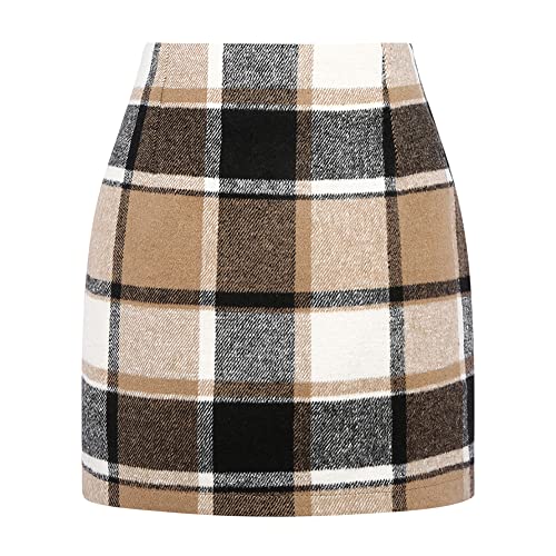 Plaid Skirts for Women 2023 Fall Outfits Winter Dresses Corduroy Sweater Dress Wool Mini Skirt (Brown New, M)