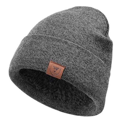 OZERO Winter Beanie Daily Hat Warm Polar Fleece Ski Stocking Skull Cap for Men and Women Gray