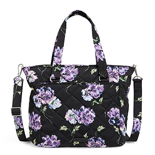 Vera Bradley Women's Performance Twill Multi-Strap Shoulder Satchel Purse, Floating Plum Pansies, One Size