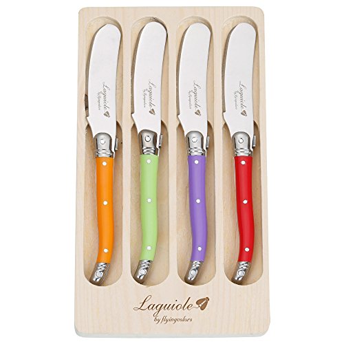 Laguiole by FlyingColors Butter Spreaders Knife Set Cheese Knife Set Stainless Steel 4-Piece (Multicolor)