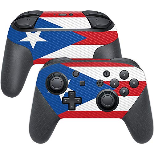 MightySkins Carbon Fiber Skin for Nintendo Switch Pro Controller - Puerto Rica Flag | Protective, Durable Textured Carbon Fiber Finish | Easy to Apply, Remove, and Change Styles | Made in The USA