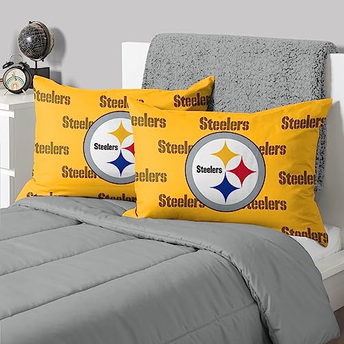 FOCO Pittsburgh Steelers NFL Team Color Big Logo Standard 2 Pack Pillowcases
