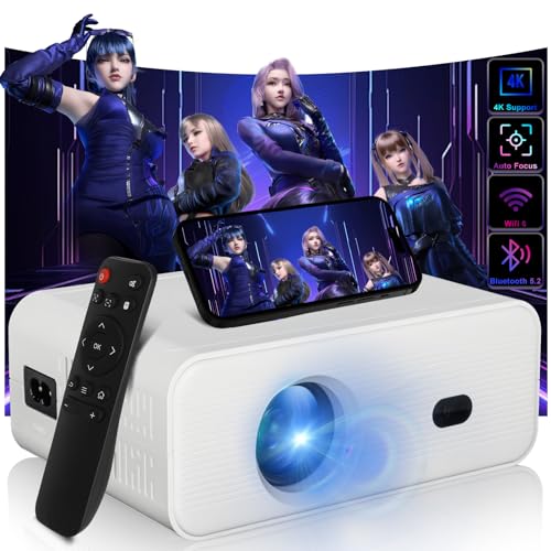Projector with WIFI and Bluetooth, Portable Outdoor Mini Movie Projector, Native 1080P, 4K Supported Compatible with Android/iOS/Windows/TV Stick/HDMI/USB