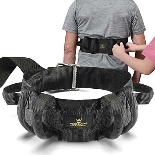 Medical king Transfer Belt Fle to unlock - 50' holds up 500 LBS - or Lifting Seniors - Gait Belt With 6 Handles - Great lift belt for elderly, therapy, handicap etc. walking & standing - easy buck