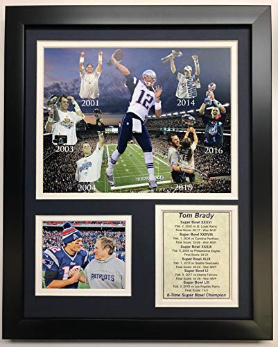 Legends Never Die NFL New England Patriots 2018 Super Bowl LIII Champions Framed Photo Collage, Tom Brady 6-Time Champ, 12' x 15'