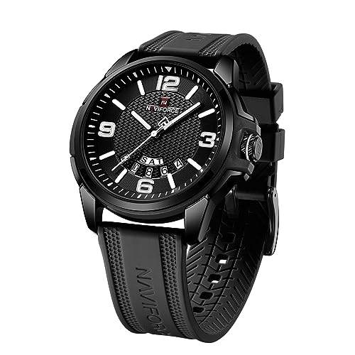 NAVIFORCE Waterproof Watch for Men Women,Boy and Girl Analog Military Sports Unisex WristWatch,Silicone Strap