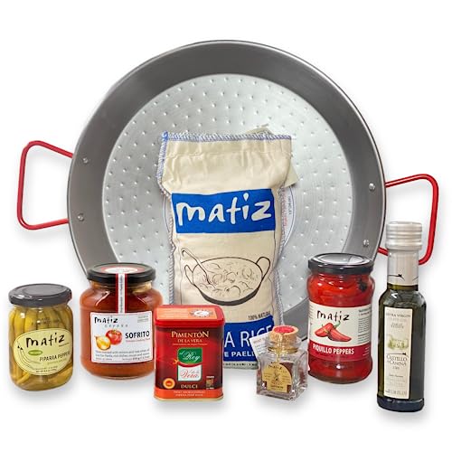 Matiz España Deluxe Authentic Paella Kit with Traditional Pan and Ingredients