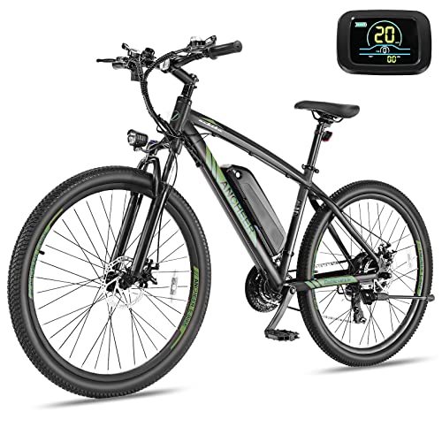 ANCHEER 350W Electric Bike 26/27.5'' Electric Mountain Bike, Newest 20MPH Ebike with Removable 36V 7.8/10.4Ah Battery, Professional 21/24 Speed Gears (27.5 Blue Spark)