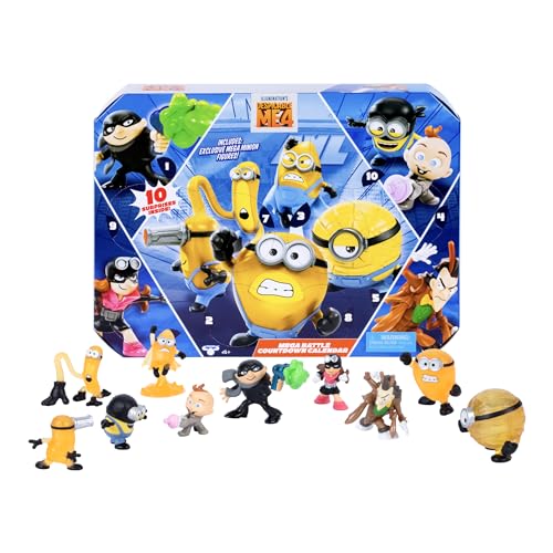 Minions Despicable Me 4 - Mega Battle Countdown Calendar | Amazon Exclusive | 10 2inch surprise collectible toy figures inside in the form of Mini Minion figures and other characters
