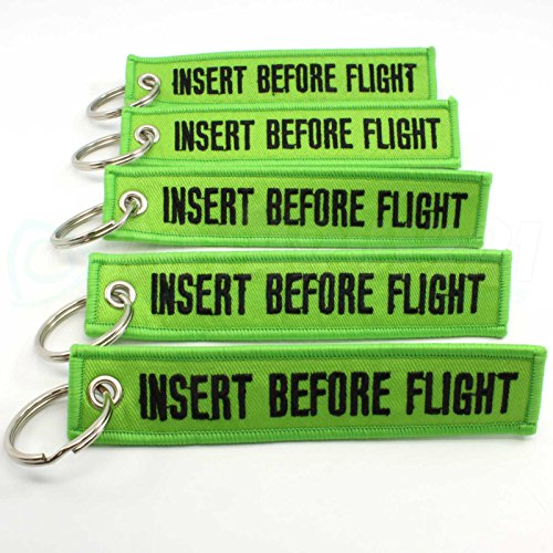 Rotary13B1 Insert Before Flight Keychain - Lime Green/Black 5pcs